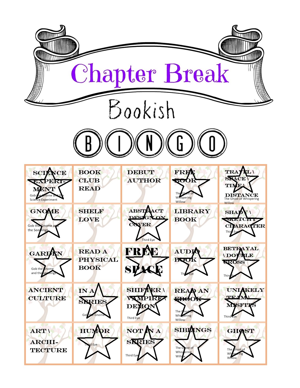 Chapter Break Bingo - May 2024 Completed Cards - Chapter Break