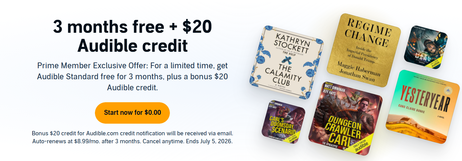 Amazon Prime Day Audible Deal Free Trial